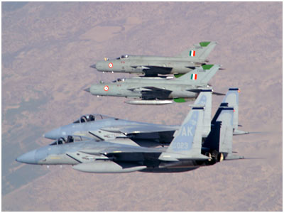 Exercise Cope India 2004 - USAF F-15C and IAF MiG-21 Bisons (MiG-21 Upgrades) in formation