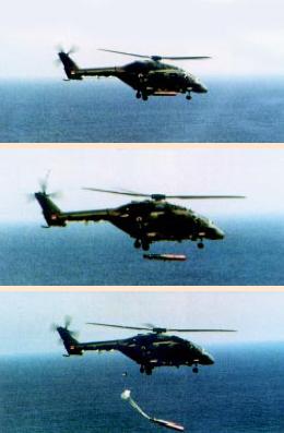 Advanced Light Helicopter (ALH) Dhruv - naval variant drops a torpedo
