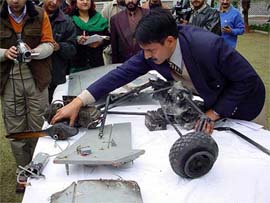 Wreckage of Pakistani UAV that was shotdown